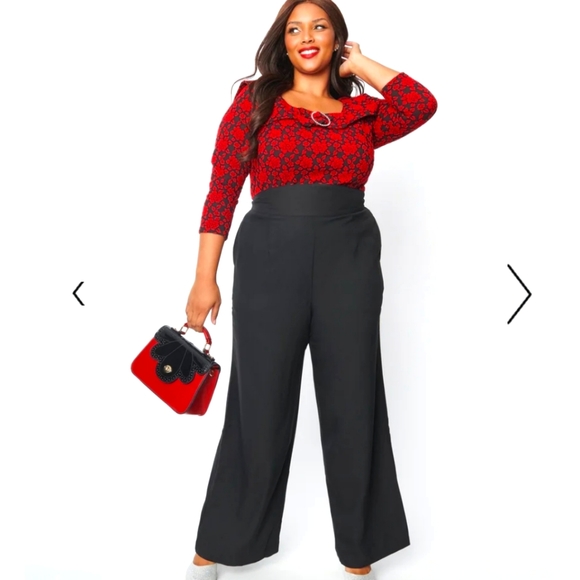 Unique Vintage Plus Size Black High Waist Pants - 2X/18 - Picture 1 of 7